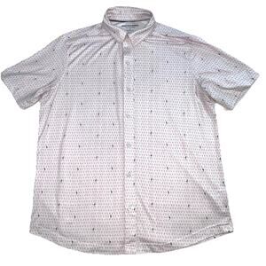 Johnston Murphy Shirt Mens Size M Pink Flamingo Performance Stretch Full Button